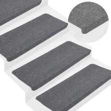 Berkfield Stair Mats Self-adhesive 15 pcs 65x24.5x3.5 cm Grey