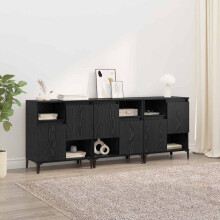 Berkfield Sideboards 3 pcs Black Oak 60 x 35 x 70 cm Engineered Wood