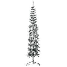 Berkfield Slim Artificial Half Christmas Tree with Flocked Snow 240 cm