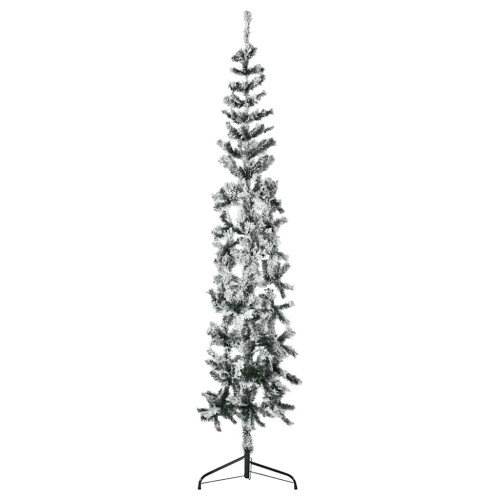 Berkfield Slim Artificial Half Christmas Tree with Flocked Snow 240 cm