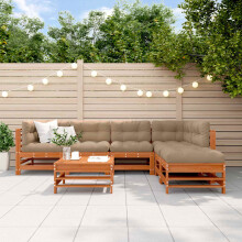 Berkfield Garden Lounge Set 7 pcs Wax Brown Solid Pine Wood