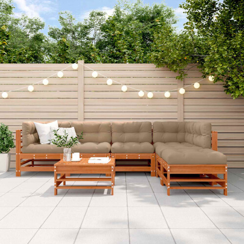 Berkfield Garden Lounge Set 7 pcs Wax Brown Solid Pine Wood