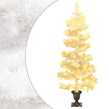 Berkfield Swirl Pre-lit Christmas Tree with Pot White 120 cm PVC