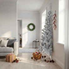 Berkfield Artificial Half Christmas Tree with Stand Silver 240 cm PET