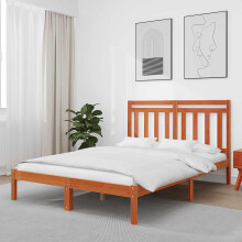 Berkfield Bed Frame Wax Brown 205.5 x 155.5 x 100 cm Solid Pine Wood