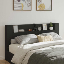 Berkfield Headboard Black 200 x 16.5 x 103.5 cm Engineered Wood