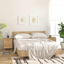 Berkfield Bedside Cabinets 2 pcs Brown Solid Wood Pine and Natural Rattan