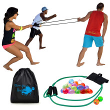 200 Yard 3 Person Water Balloon Launcher with 100 Balloons Blue Long Range Outdoor Fun