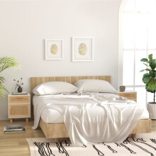 Berkfield Bedside Cabinets 2 pcs White Solid Wood Pine and Natural Rattan