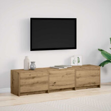Berkfield TV Cabinet with LED with Drawer Artisian Oak 165 x 34 x 40 cm
