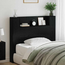Berkfield Headboard Black Oak 120 x 15 x 103.5 cm Engineered Wood