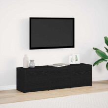 Berkfield TV Cabinet with LED Black Oak 140 x 34 x 40 cm Engineered Wood
