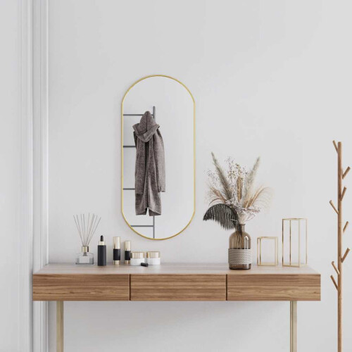 Berkfield Wall Mirror Gold 90x40 cm Oval