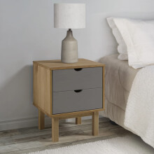 Berkfield Bedside Cabinet OTTA Brown&Grey 45x39x57 cm Solid Wood Pine