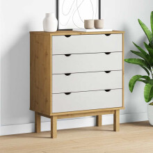 Berkfield Drawer Cabinet OTTA Brown&White 76.5x39.5x90cm Solid Wood Pine