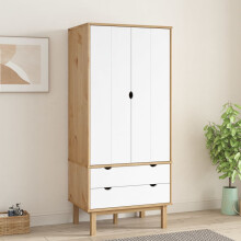 Berkfield Wardrobe OTTA Brown and White 76.5x53x172 cm Solid Wood Pine