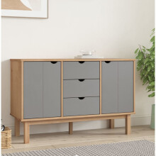 Berkfield Sideboard OTTA Brown and Grey 113.5x43x73 cm Solid Wood Pine