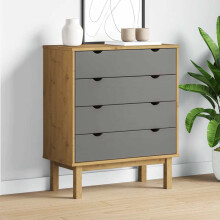 Berkfield Drawer Cabinet OTTA Brown&Grey 76.5x39.5x90cm Solid Wood Pine