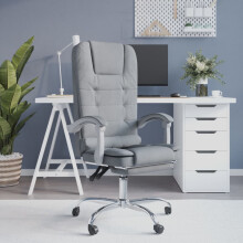 Berkfield Massage Reclining Office Chair Light Grey Fabric