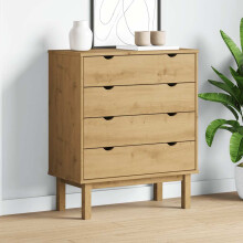 Berkfield Drawer Cabinet OTTA 76.5x39.5x90cm Solid Wood Pine
