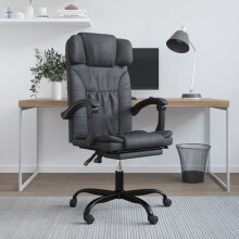 Berkfield Reclining Office Chair Black Faux Leather