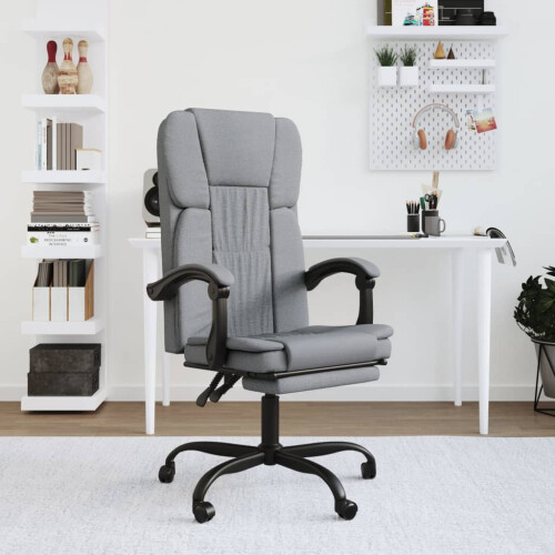 Berkfield Reclining Office Chair Light Grey Fabric