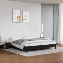 Berkfield Bed Frame without Mattress Black Super King Faux Leather