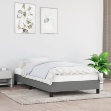 Berkfield Bed Frame without Mattress Dark Grey 90x190 cm Single Single Fabric