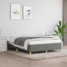 Berkfield Bed Frame without Mattress Dark Grey 135x190 cm Double Double Fabric
