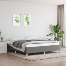 Berkfield Bed Frame without Mattress Dark Grey 180x200cm Super King Fabric