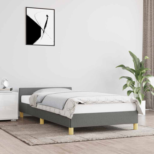 Berkfield Bed Frame without Mattress Dark Grey 90x190cm Single Fabric