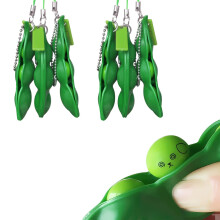 3 Pack Edamame Keychain Fidget Toys – Squeeze Bean Stress Relief Pea Pod Keychain for Anxiety