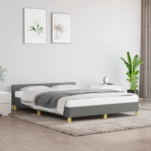 Berkfield Bed Frame without Mattress Dark Grey 180x200cm Super King Fabric