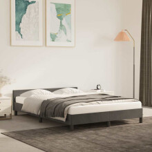 Berkfield Bed Frame without Mattress Dark Grey 135x190cm Double Velvet