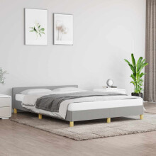 Berkfield Bed Frame without Mattress Light Grey 180x200cm Super King Fabric
