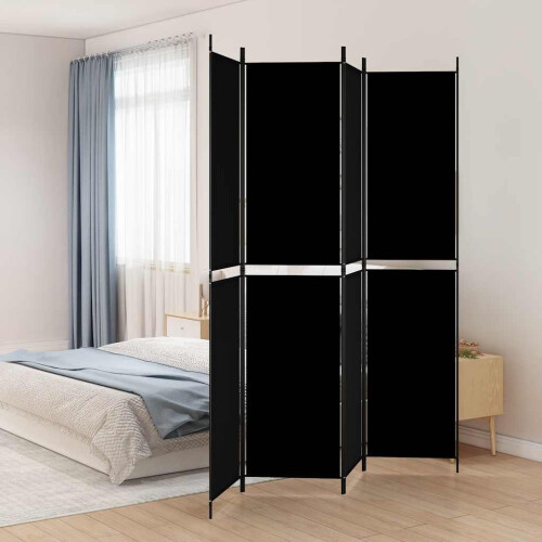 Berkfield 4-Panel Room Divider Black 200x220 cm Fabric