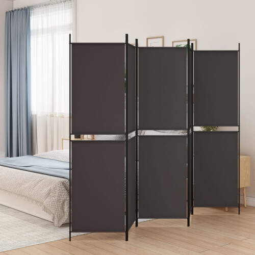 Berkfield 5-Panel Room Divider Brown 250x200 cm Fabric