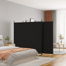 Berkfield 3-Panel Room Divider Black 525x180 cm Fabric