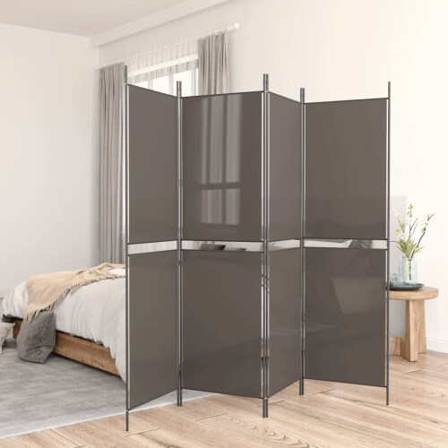 Berkfield 4-Panel Room Divider Anthracite 200x180 cm Fabric