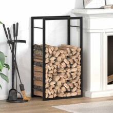 Berkfield Firewood Rack Matt Black 50x28x94 cm Steel