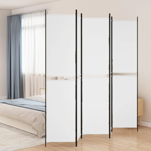 Berkfield 5-Panel Room Divider White 250x220 cm Fabric