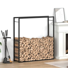 Berkfield Firewood Rack Matt Black 110x28x116 cm Steel