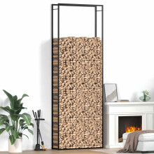 Berkfield Firewood Rack Matt Black 110x28x312 cm Steel