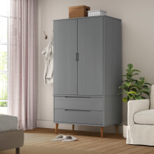 Berkfield Wardrobe MOLDE Grey 90x55x175 cm Solid Wood Pine