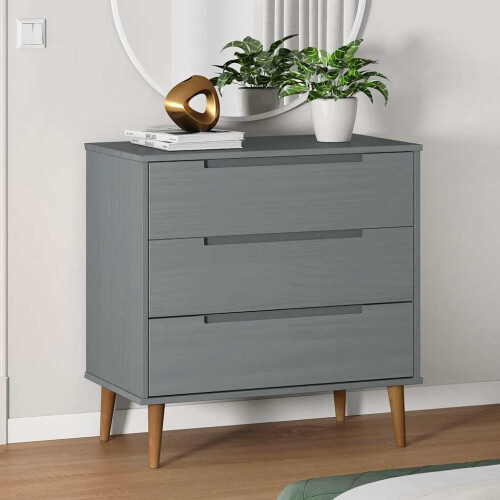 Berkfield Drawer Cabinet MOLDE Grey 80x40x80 cm Solid Wood Pine