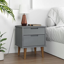 Berkfield Bedside Cabinet MOLDE Grey 40x35x48 cm Solid Wood Pine