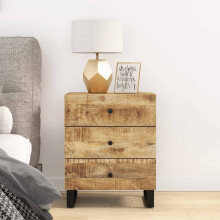 Berkfield Bedside Cabinet 50x33x62 cm Solid Wood Mango&Engineered Wood