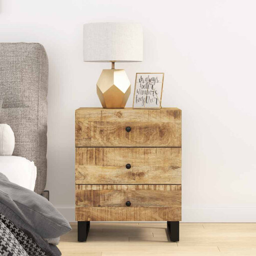 Berkfield Bedside Cabinet 50x33x62 cm Solid Wood Mango&Engineered Wood