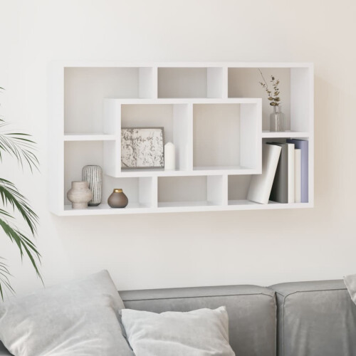 Berkfield Wall Display Shelf 8 Compartments High Gloss White