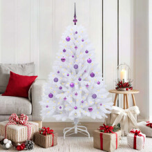 Berkfield Artificial Hinged Christmas Tree White 150 cm PVC and Steel